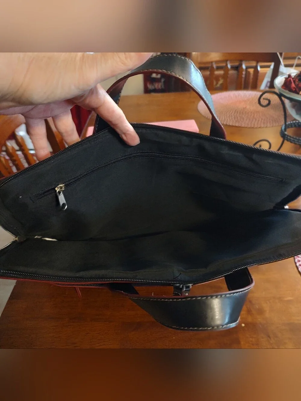 Black Leather Briefcase Shoulder Laptop Bag